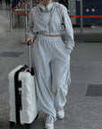 Dim Gray Zip Up Hoodie and Pocketed Pants Set