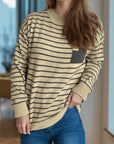 Striped Mock Neck Long Sleeve Sweater