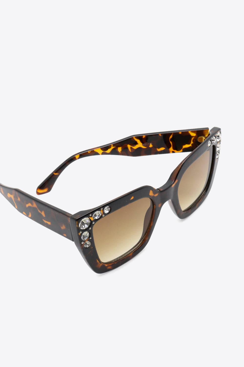 White Smoke Inlaid Rhinestone Polycarbonate Sunglasses