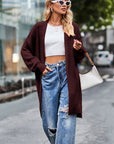 Open Front Dropped Shoulder Longline Cardigan