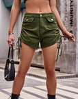 Drawstring Denim Shorts with Pockets