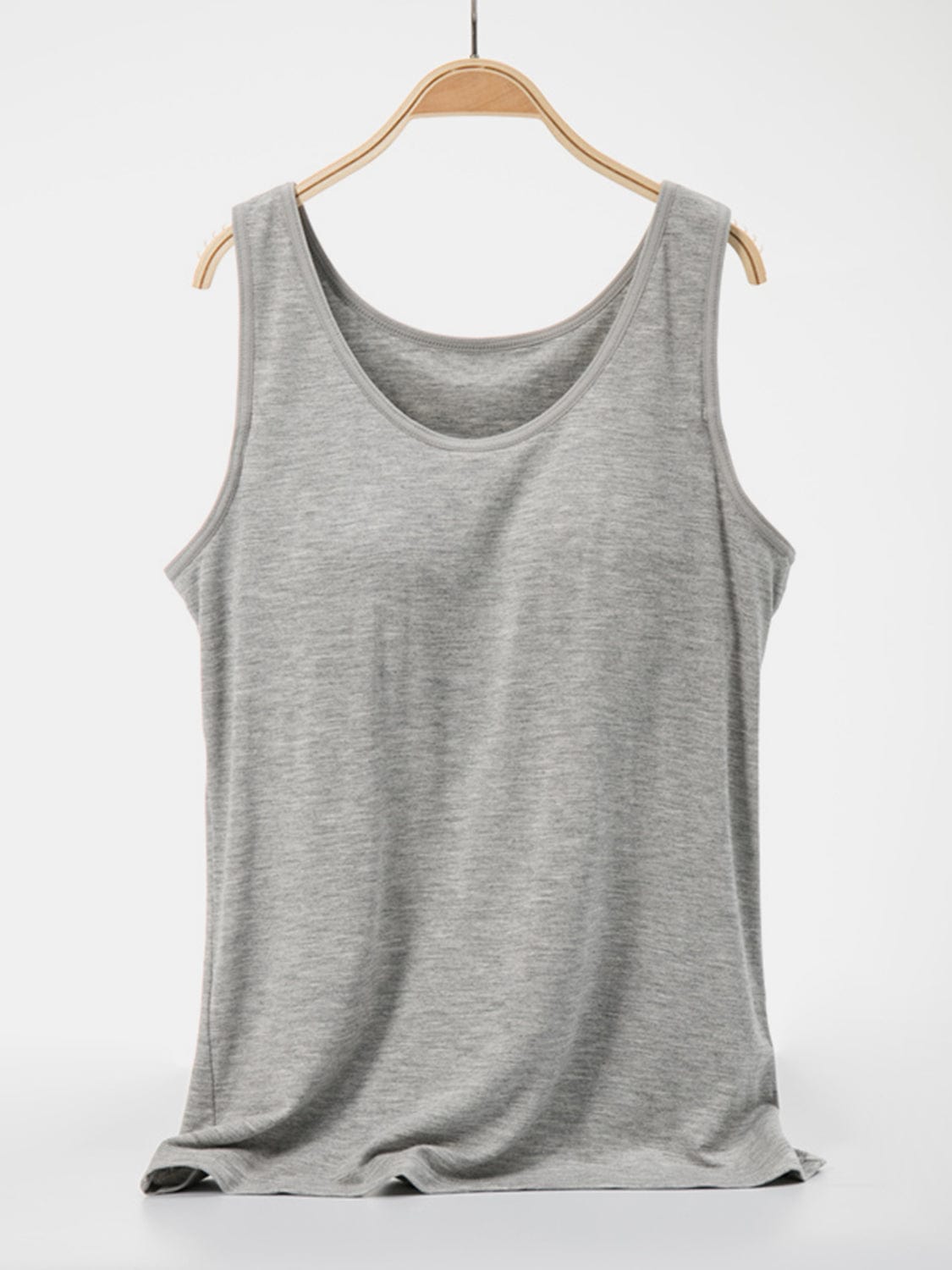 Light Gray Scoop Neck Wide Strap Tank