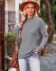 Mock Neck Rib-Knit Sweater