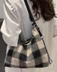 Plaid Adjustable Strap Handbag