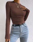 Honey Round Neck Long Sleeve T-Shirt