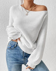 Honey Single Shoulder Long Sleeve Sweater