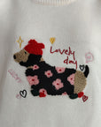 Puppy Round Neck Raglan Sleeve Sweater