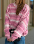 Gradient Round Neck Dropped Shoulder Sweater