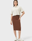 Beige Slit Wrap Active Skirt Sentient Beauty Fashions Apparel & Accessories