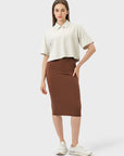 Beige Slit Wrap Active Skirt Sentient Beauty Fashions Apparel & Accessories