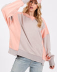 SAGE + FIG Color Block Round Neck Sweatshirt