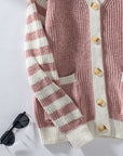 Striped Button Up Long Sleeve Cardigan