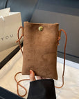 Suede Snap Down Crossbody Bag