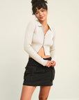 HYFVE Ribbed Double Zip Cropped Cardigan