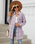 Plaid Collared Neck Long Sleeve Shirt