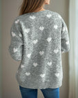 Heart Round Neck Long Sleeve Sweater