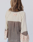 Floral Half Button Long Sleeve T-Shirt