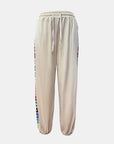 Beige Drawstring High Waist Pants