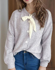 Tied Button Down Long Sleeve Cardigan