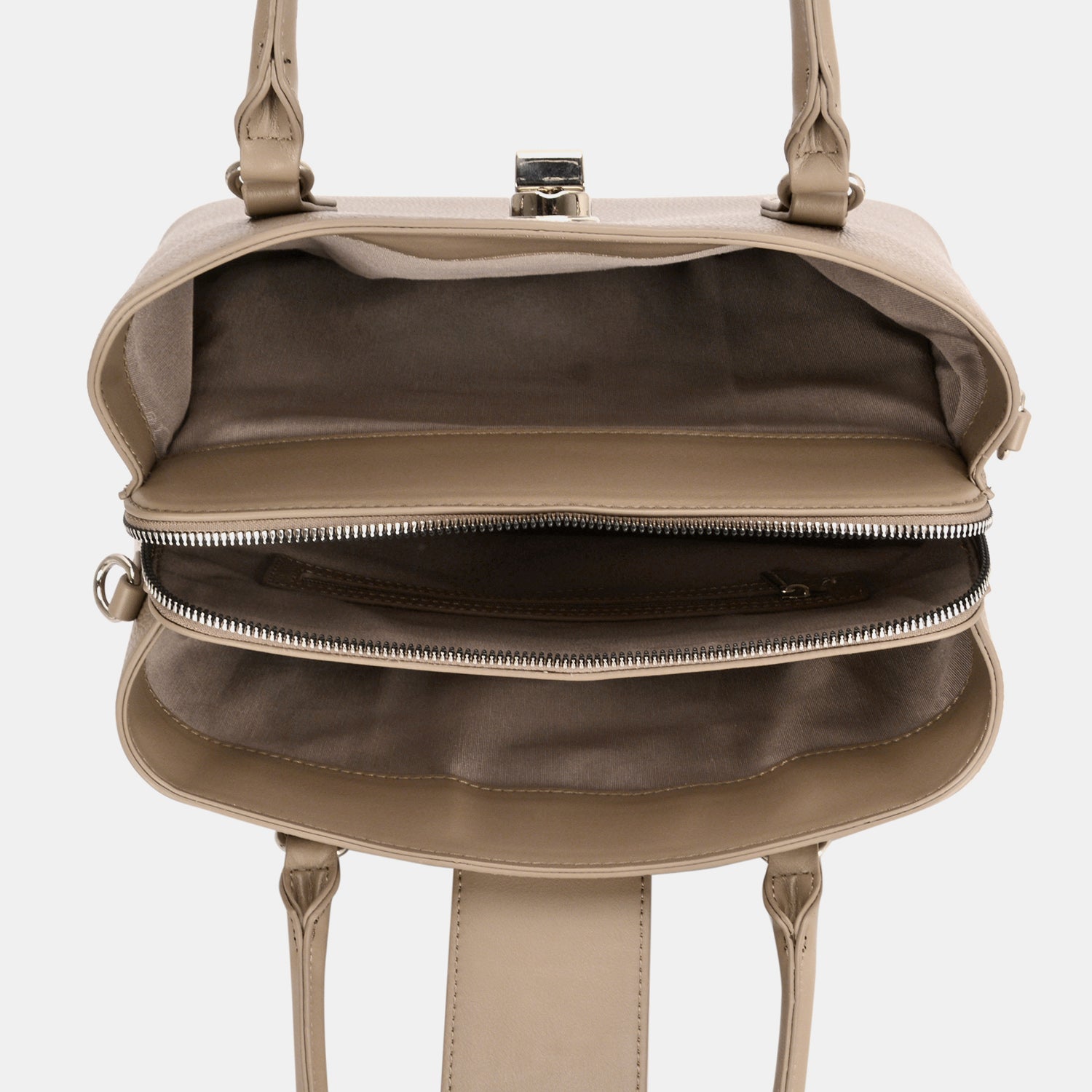Dark Slate Gray David Jones PU Leather Twist-Lock Tote Bag Sentient Beauty Fashions Apaparel &amp; Accessories