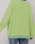 Dark Sea Green Contrast Striped Long Sleeve Sweatshirt