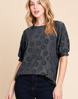 BOMBOM Textured Floral Pattern Top