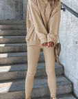 Round Neck Dropped Shoulder Sweatshirt and Pants Set