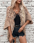 Fringe Open Front Half Sleeve Poncho