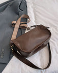Dark Slate Gray PU Leather Double Strap Shoulder Bag Sentient Beauty Fashions bags