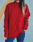 Diamond Round Neck Long Sleeve Sweater