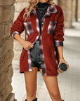 Plaid Contrast Dropped Shoulder Coat