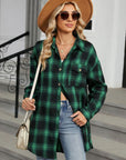 Plaid Collared Neck Long Sleeve Shirt