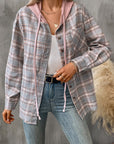 Plaid Long Sleeve Hooded Jacket