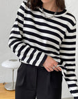 Striped Round Neck Long Sleeve Sweater