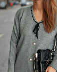 Tied V-Neck Long Sleeve Sweater