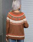 Angel Wings Geometric Round Neck Long Sleeve Sweater