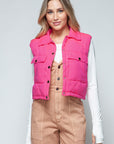 Snobbish Snap Down Quilted Crop Vest