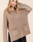 Mittoshop Mineral Wash Patch Pocket Cut Edge Sweater