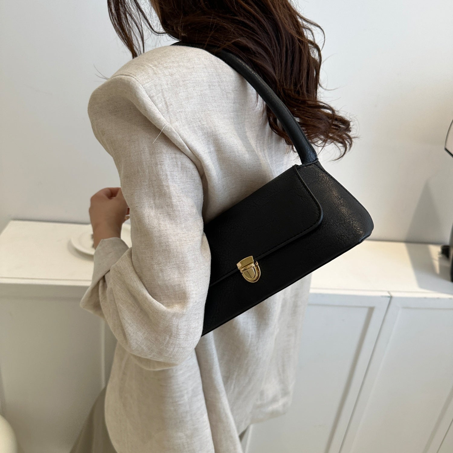 Gray PU Leather Shoulder Bag Sentient Beauty Fashions Bag