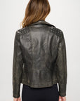 Coalition LA Studded Classic Moto Faux Leather Jacket