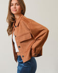 HYFVE Suede Button Down Cropped Jacket