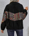 Embroidered Collared Neck Snap Down Jacket