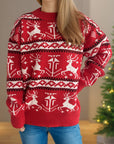 Christmas Element Round Neck Long Sleeve Sweater