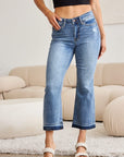 Gray Judy Blue Full Size Release Hem Cropped Bootcut Jeans Sentient Beauty Fashions Apparel & Accessories