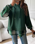 Devine Drawstring Plaid Long Sleeve Hoodie