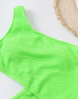 Light Green Cutout One Shoulder One-Piece Swimwear Sentient Beauty Fashions Apparel & Accessories