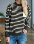 Striped Mock Neck Long Sleeve Sweater