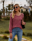 Round Neck Button-Down Long Sleeve Tee