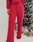 JOLLY Round Neck Long Sleeve Top and Pants Lounge Set