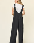 Dark Slate Gray Double Take Full Size Texture Sleeveless Wide Leg Jumpsuit